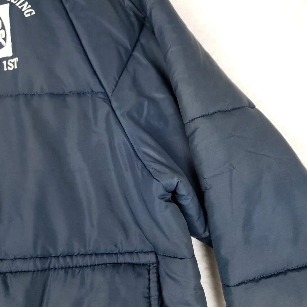 Vintage Horizon Sportswear Navy Puffer Jacket Continuous Rolling Safety 1st L